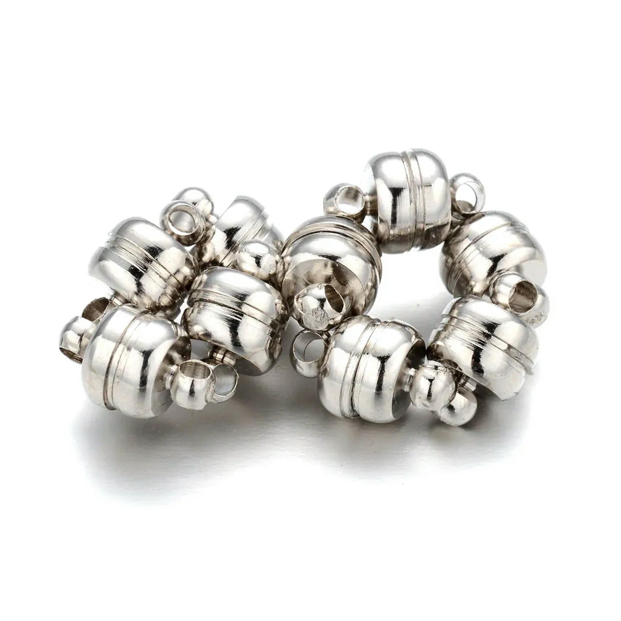 U8MO 100 Sets Strong Brass Magnetic Clasps Oval Smooth Jewelry Closure Platinum 11mm