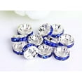 thumbnail image 1 of U8MO 100 Silver Crystal Rhinestone Rondelle Spacers Beads 6mm 8mm 10mm Colour Choice-6mm-Royal Blue, 1 of 9
