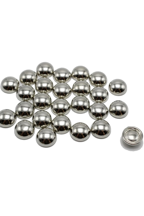 100 Silver Tone Metallic Acrylic Round Dome Studs 12mm No Hole Cell Phone Deco
