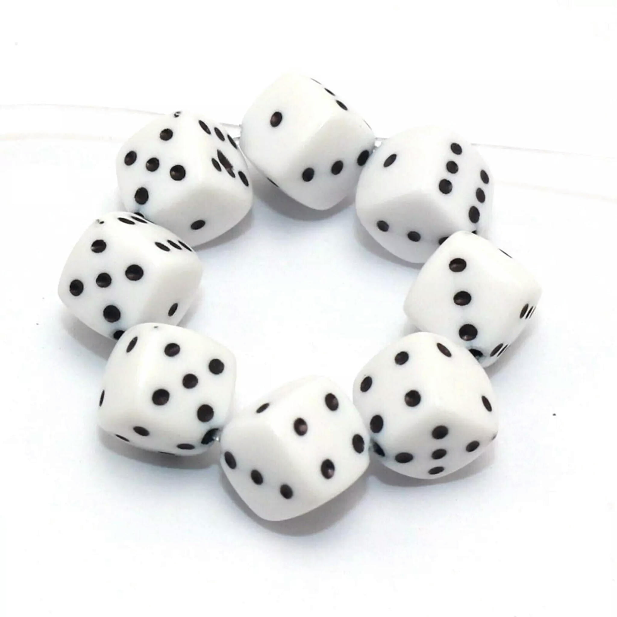 U8MO 100 White Colour with Black Acrylic Cube Dice Beads 8X8mm Diagonal Hole Funny