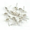 thumbnail image 1 of U8MO 100 pcs Half Ball 4mm Earring Ear Post Stud with Loop & Stopper Dangle Earring-Bright Silver, 1 of 2
