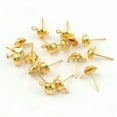 thumbnail image 1 of U8MO 100 pcs Half Ball 4mm Earring Ear Post Stud with Loop & Stopper Dangle Earring-Golden, 1 of 9