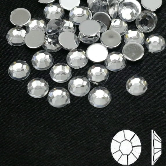 U8MO 1000 Clear Color Acrylic Flatback Round Crystal Rhinestone Gem 5mm(0.2") No Hole