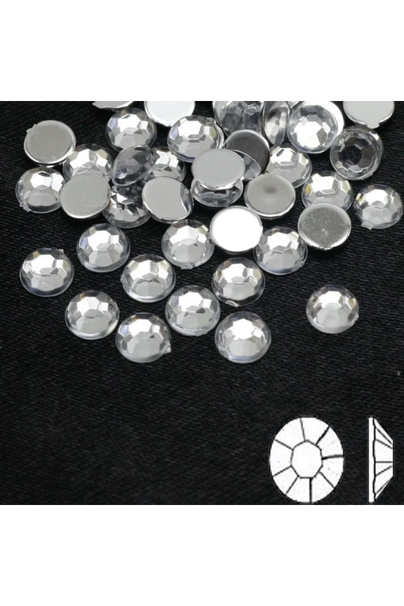 1000 Clear Color Acrylic Flatback Round Crystal Rhinestone Gem 5mm(0.2") No Hole