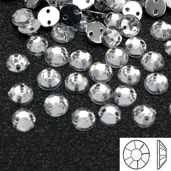 U8MO 1000 Clear Flatback Acrylic Sewing Round Rhinestone Gems 5mm Sew on beads