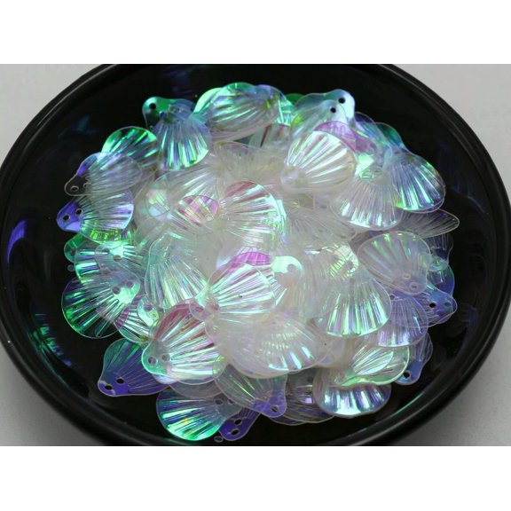 U8MO 1000 Clear with AB Shell loose sequins Paillettes Top Hole sewing Wedding craft