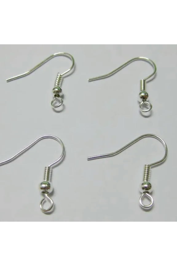 1000 Earring Fish Hook Coil Earwire Ear Wire Jewelry Finidng DIY Wholesales Bulk-Silver
