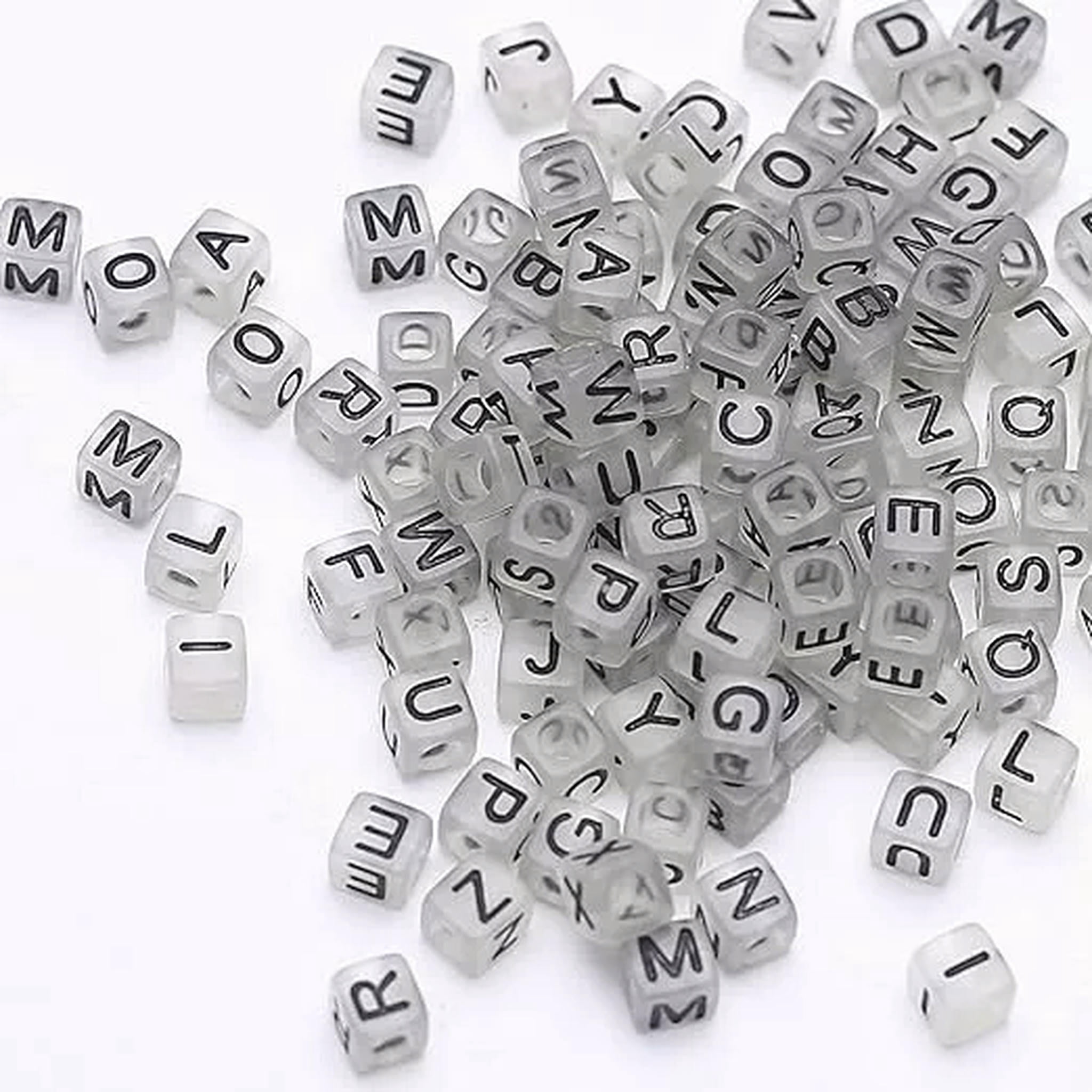 U8MO 1000 Letter Beads Alphabet Beads GLOW Bulk Beads Wholesale 6mm Cube Assorted Lot