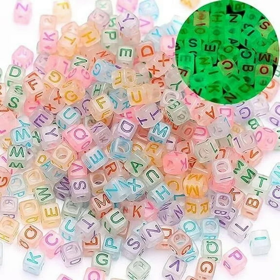 U8MO 1000 Letter Beads Alphabet Beads GLOW Bulk Beads Wholesale 6mm Cube Assorted Set