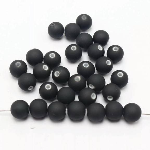U8MO 1000 Matte Neon Black Color Acrylic Round Beads 8mm(0.32") Rubber Tone