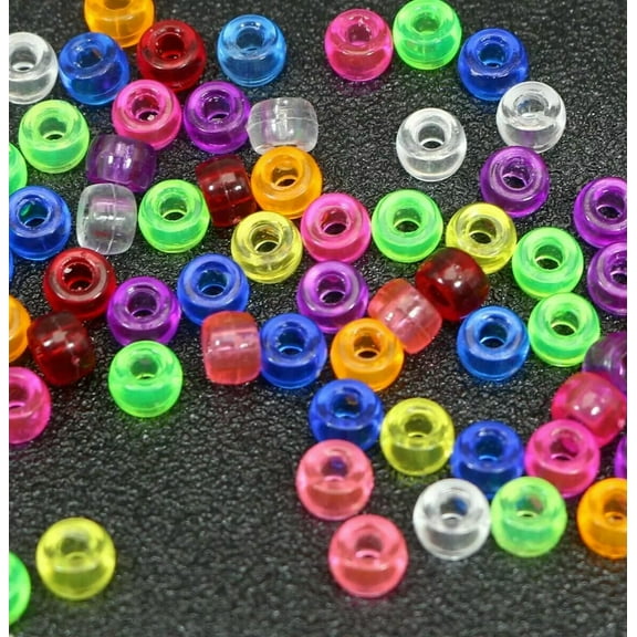 U8MO 1000 Mixed Transparent Color Tiny Barrel Pony Beads 6X4mm for Kids Kandi Craft