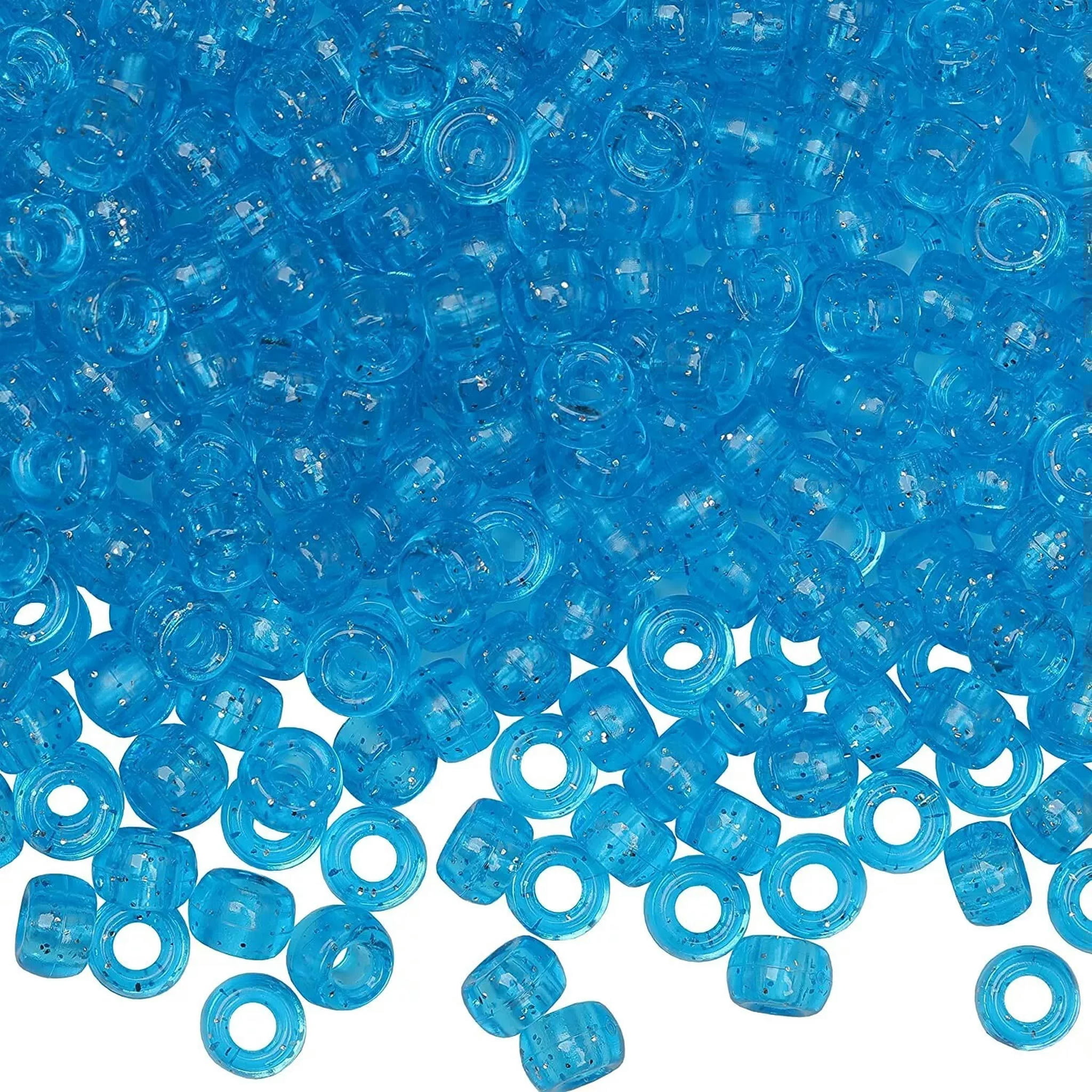 U8MO 1000 Pony Beads Acrylic Blue Glitter BULK Lot Wholesale Jewelry Supplies Set