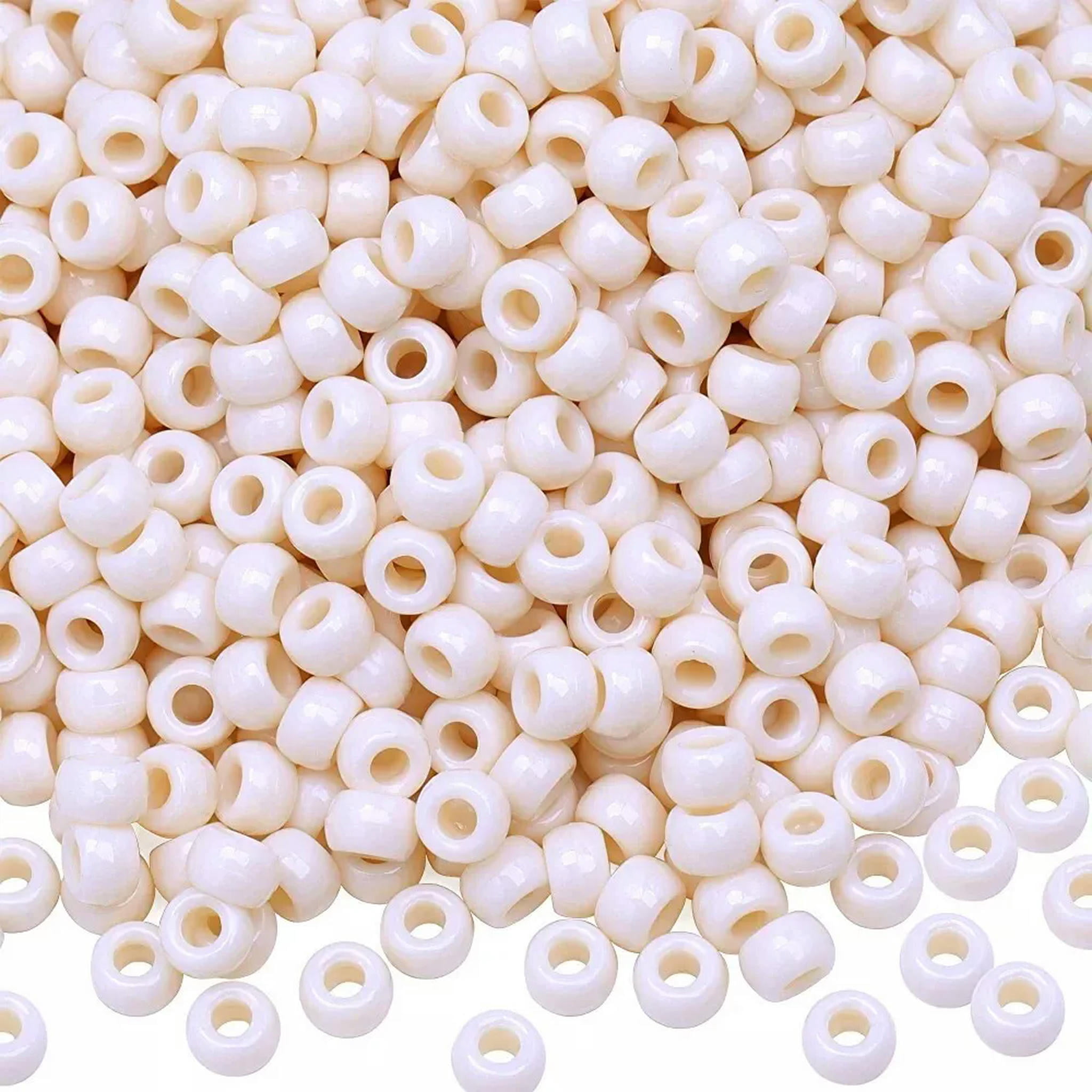 U8MO 1000 Pony Beads Acrylic Ivory Off White BULK Lot Wholesale Jewelry Supplies Set