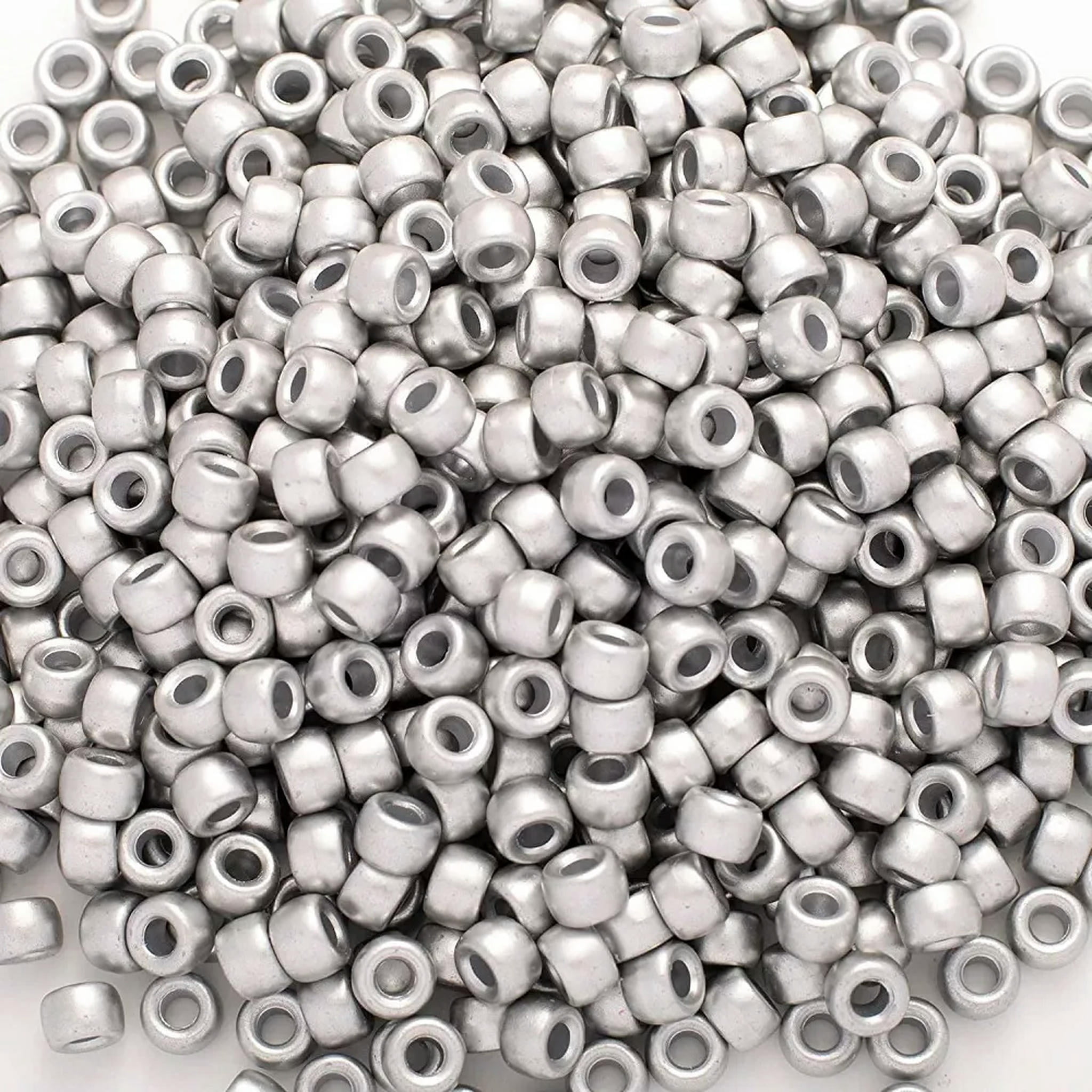 U8MO 1000 Pony Beads Acrylic Silver BULK Lot Wholesale Jewelry Supplies Set