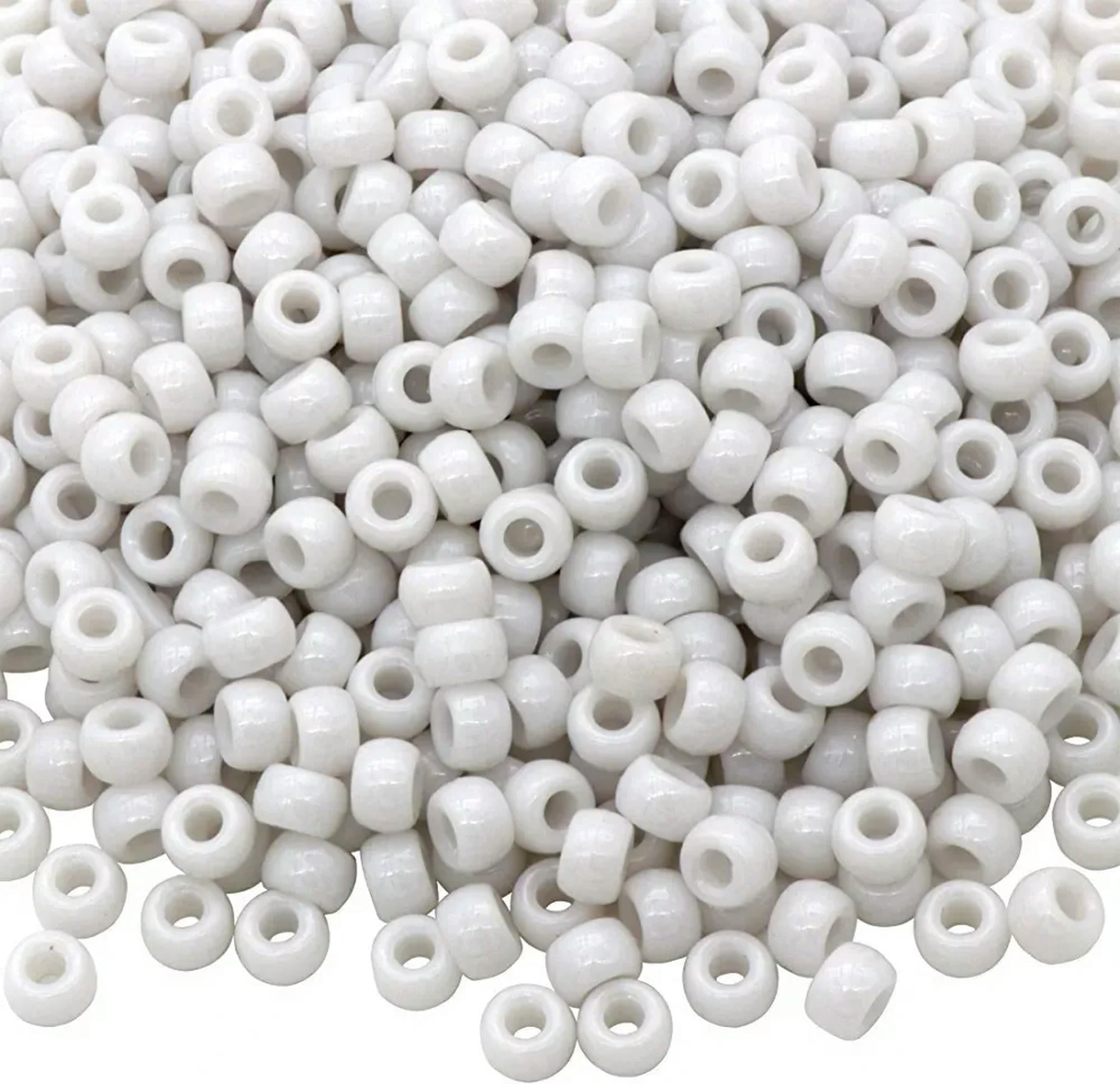 U8MO 1000 Pony Beads Acrylic White BULK Lot Wholesale Jewelry Supplies Set