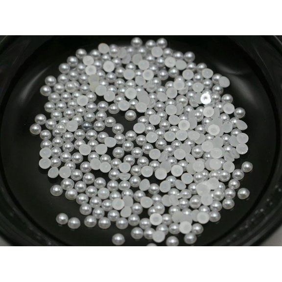 U8MO 10000 Pure White Acrylic Tiny Half Pearl Flatback Round Bead 2mm Nail Art Tips
