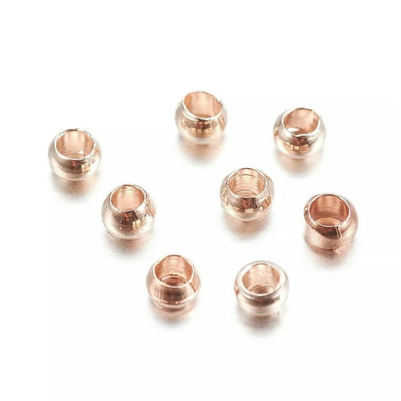 U8MO 10000pcs Rose Gold Brass Crimp Beads Barrel Smooth Tiny Terminator Findings 2mm