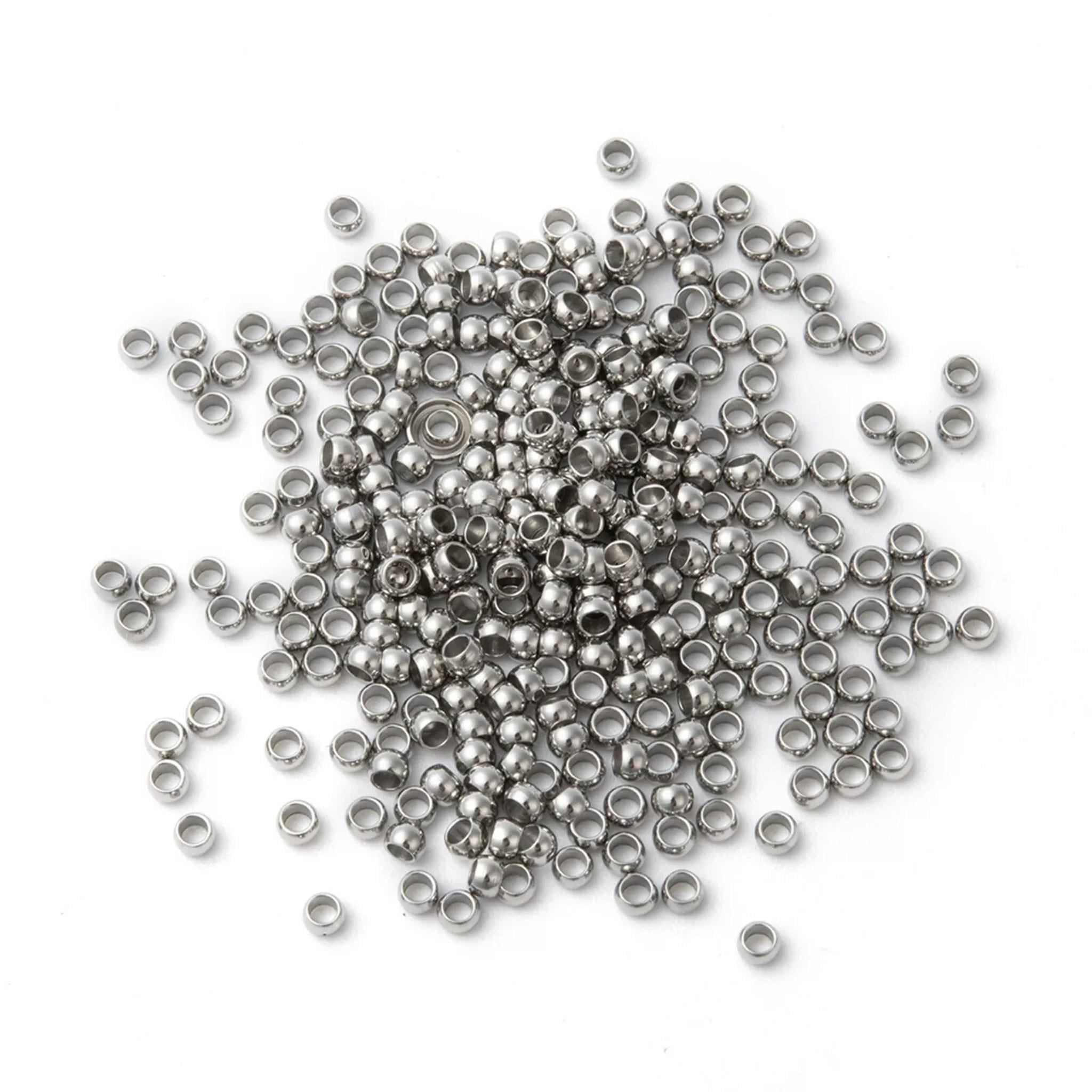 U8MO 1000pcs 304 Stainless Steel Crimp Beads Smooth Column Loose Findings 2.5x1.5mm