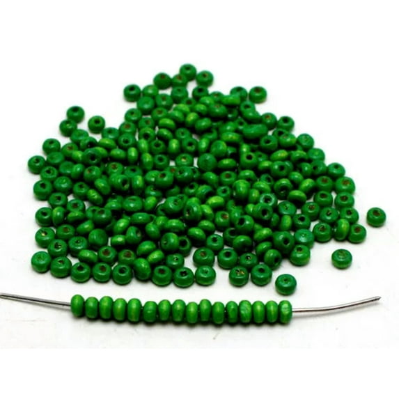 U8MO 1000pcs 4mm mini Round Wood Beads~Wooden Spacer Beads Various Colour -Green