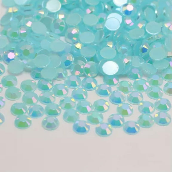 U8MO 1000pcs 6mm Jelly AB Crystal Glatback Resin Round Rhinestones Glue on Gem-Sky Blue AB