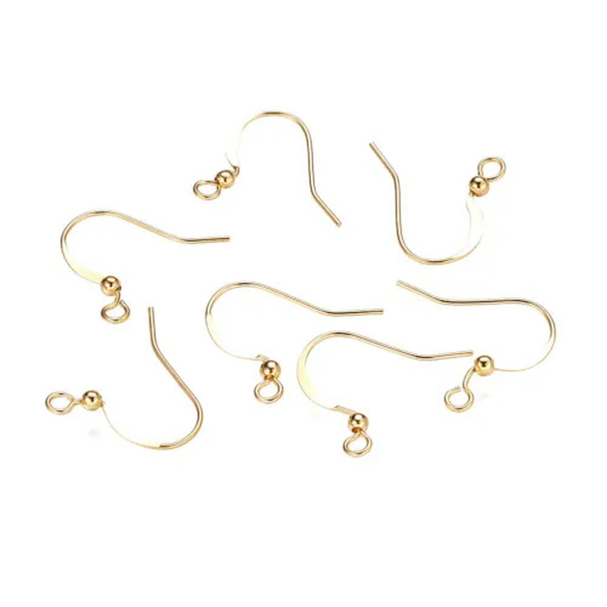 U8MO 1000pcs Brass Earring Hooks Earwire Nickel Free With Beads Loop Earring 15mm-Golden