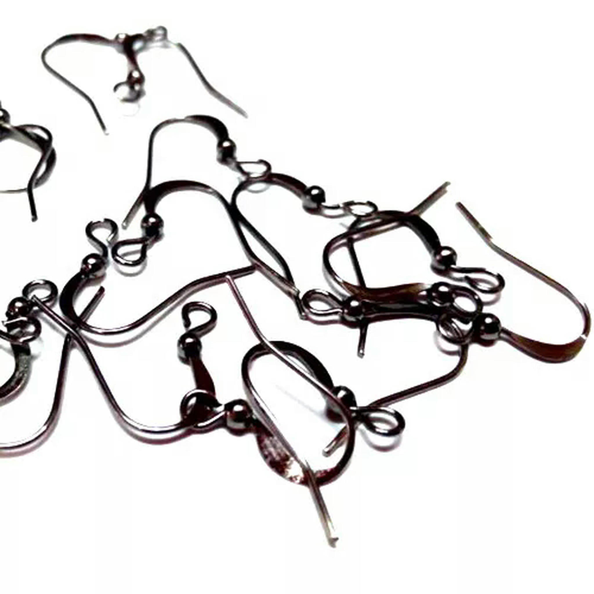 U8MO 1000pcs Brass Earring Hooks Earwire Nickel Free With Beads Loop Earring 15mm-Gunmetal