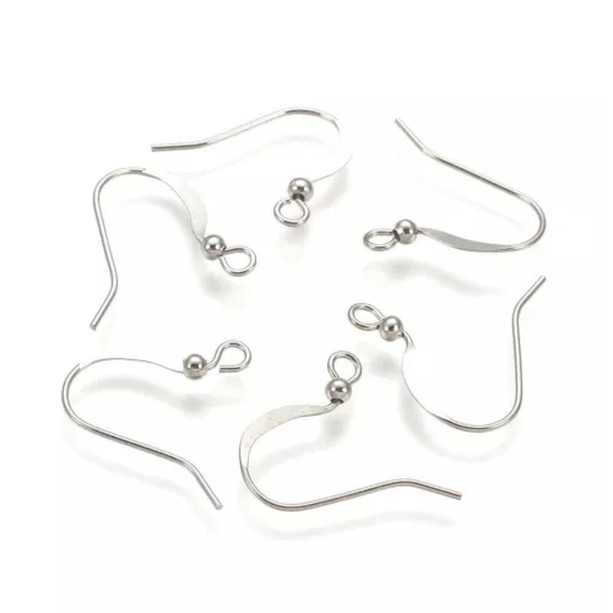 U8MO 1000pcs Brass Earring Hooks Earwire Nickel Free With Beads Loop Earring 15mm-Platinum