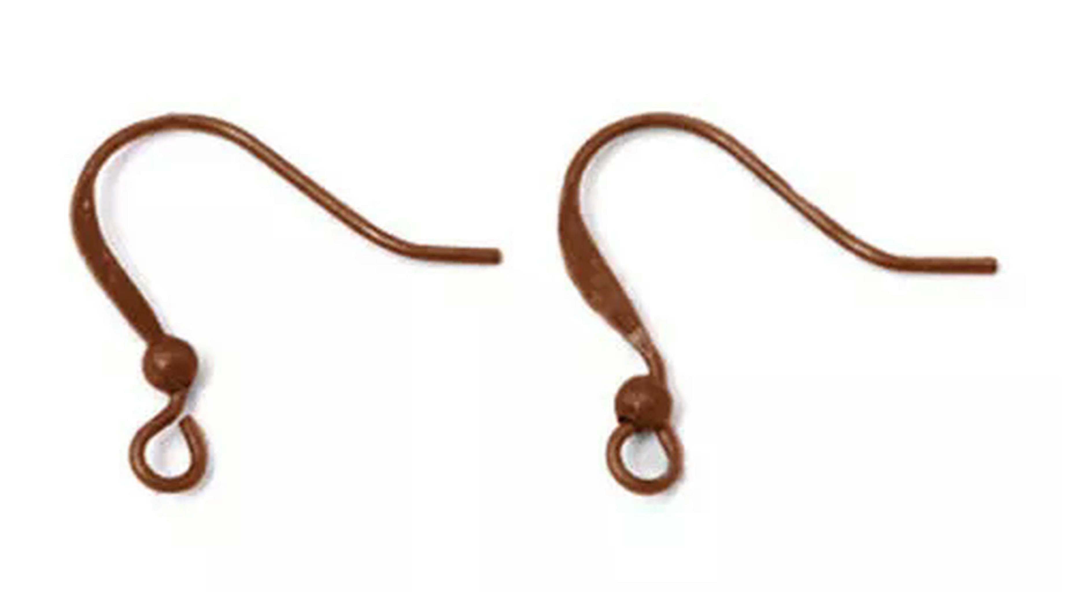 U8MO 1000pcs Brass Earring Hooks Earwire Nickel Free With Beads Loop Earring 15mm-Red Copper