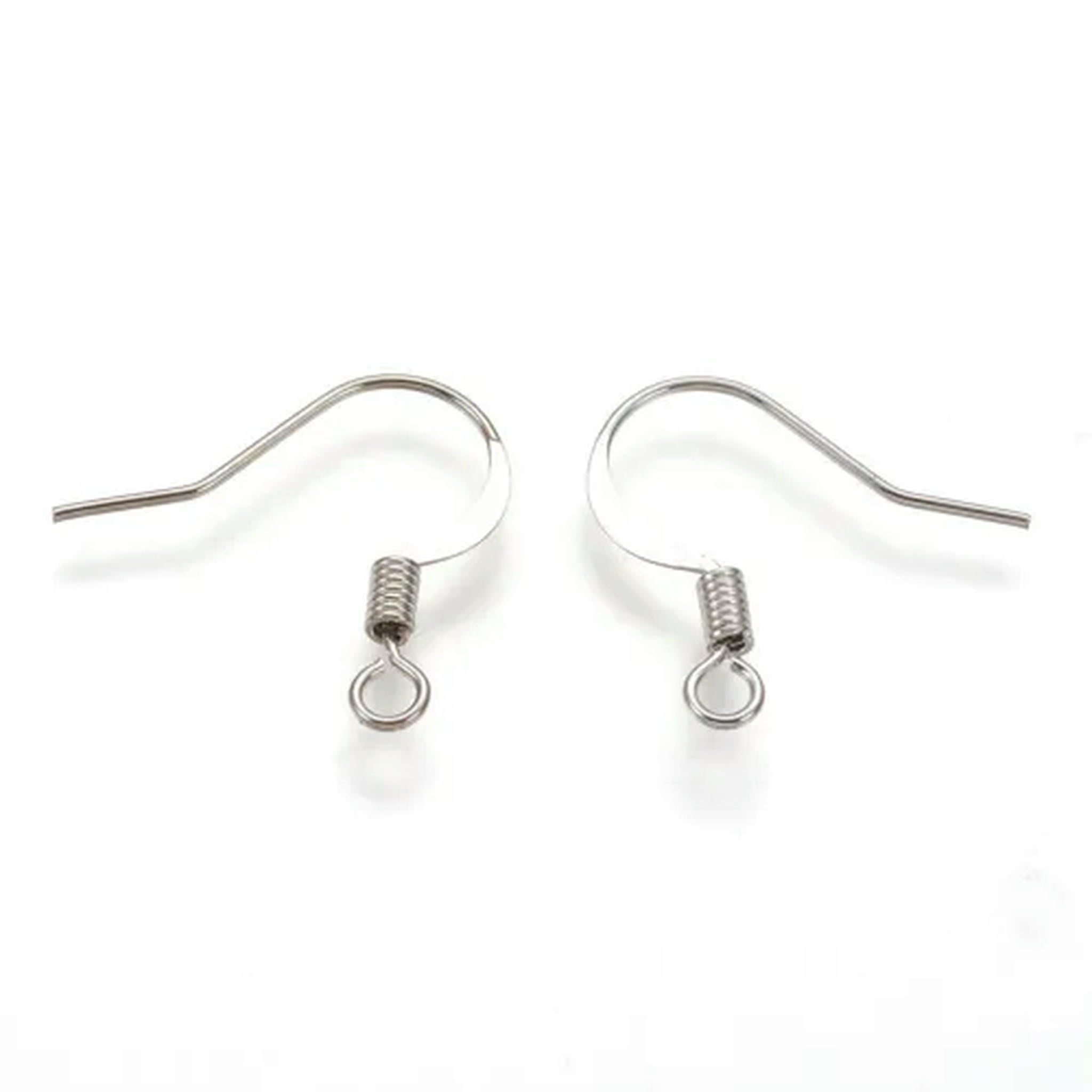 U8MO 1000pcs Brass Earring Hooks Flat French Earwire Nickel Free Hang Loop Craft 15mm-Platinum