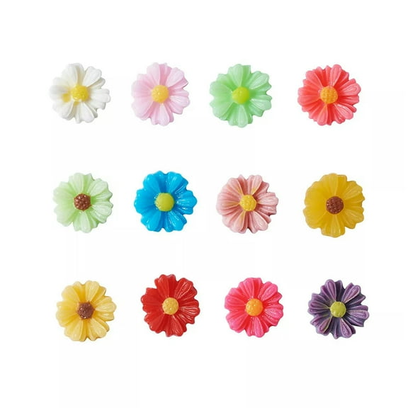 U8MO 1000pcs Flower Flatback Resin Cabochons Scrapbook Embellishment Craft 9x8x3mm