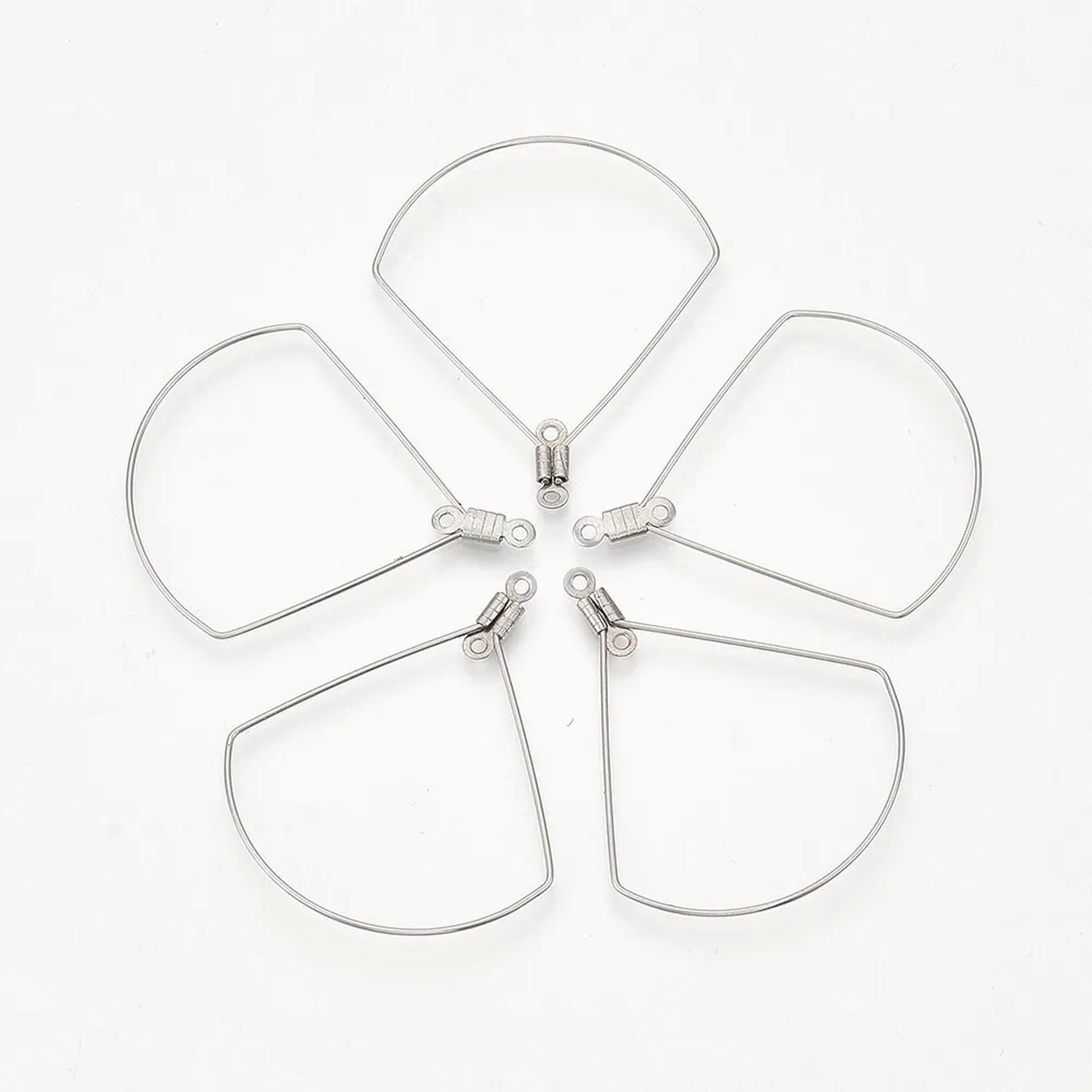 U8MO 100Pcs Stainless Steel Wire Pendants Fan DIY Hoop Earring Findings 40x32.5x0.7mm