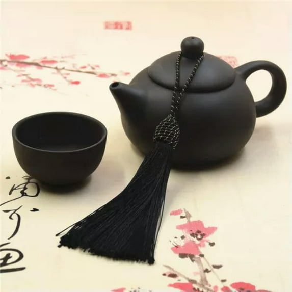 U8MO 100X Key Chian Pendants Ice Silk Thread Cap Tassel Trim Craft Jewelry Making DIY-14# black-100pcs