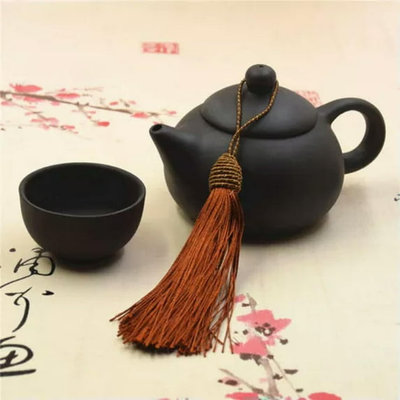U8MO 100X Key Chian Pendants Ice Silk Thread Cap Tassel Trim Craft Jewelry Making DIY-18# red coffee-100pcs