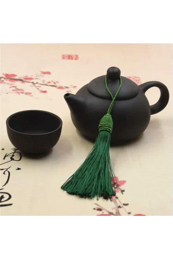 100X Key Chian Pendants Ice Silk Thread Cap Tassel Trim Craft Jewelry Making DIY-6# Deep green-100pcs