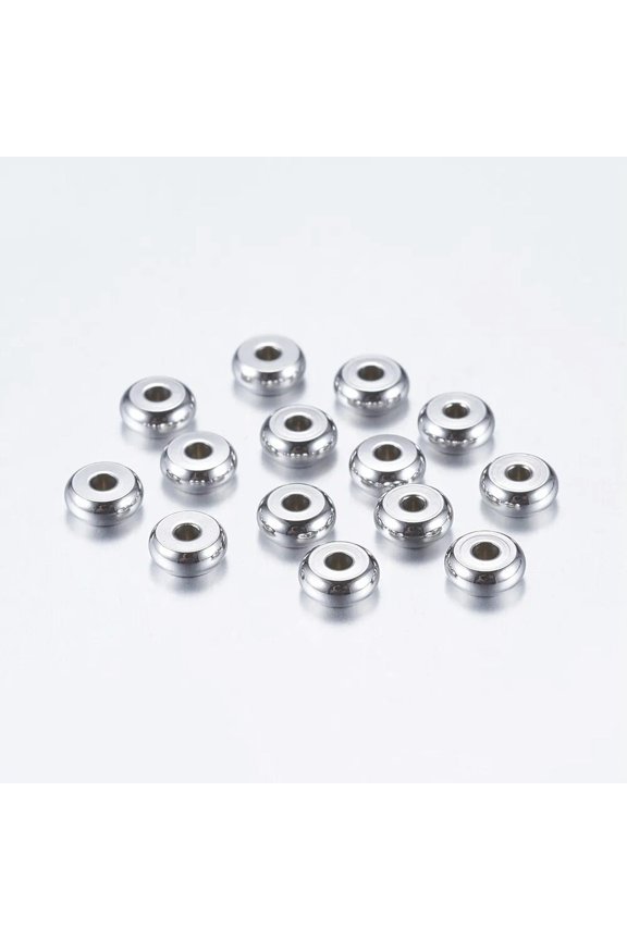 100X Stainless Steel 5mm Flat Round Bead Spacers Charm for DIY Jewelry Making