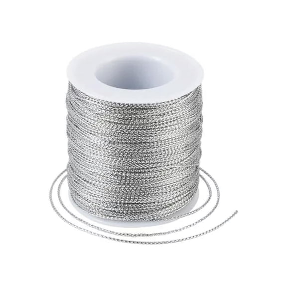 U8MO 100m Jewelry Braided Thread Metallic Luster Cord Metallic Luster String Rope 1mm-Silver