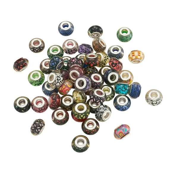 U8MO 100pc Rondelle Acrylic European Large Hole Beads Spacer With Double Cores 14x9mm