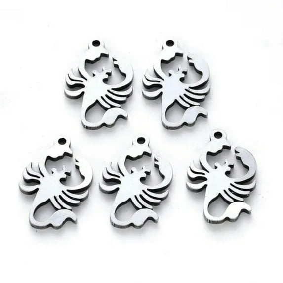 U8MO 100pcs 304 Stainless Steel Charms Laser Cut Mini Smooth Metal Pendants 12~17mm-Scorpion-16x12x1mm,hole:1.2mm
