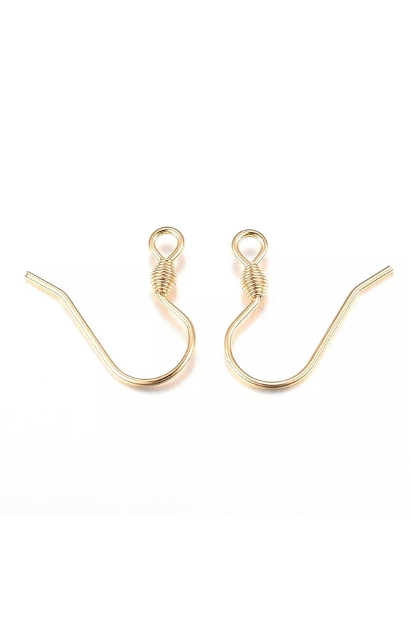 100pcs 304 Stainless Steel Earring Hooks Golden Fish Hooks Earwire Loop 15x16mm