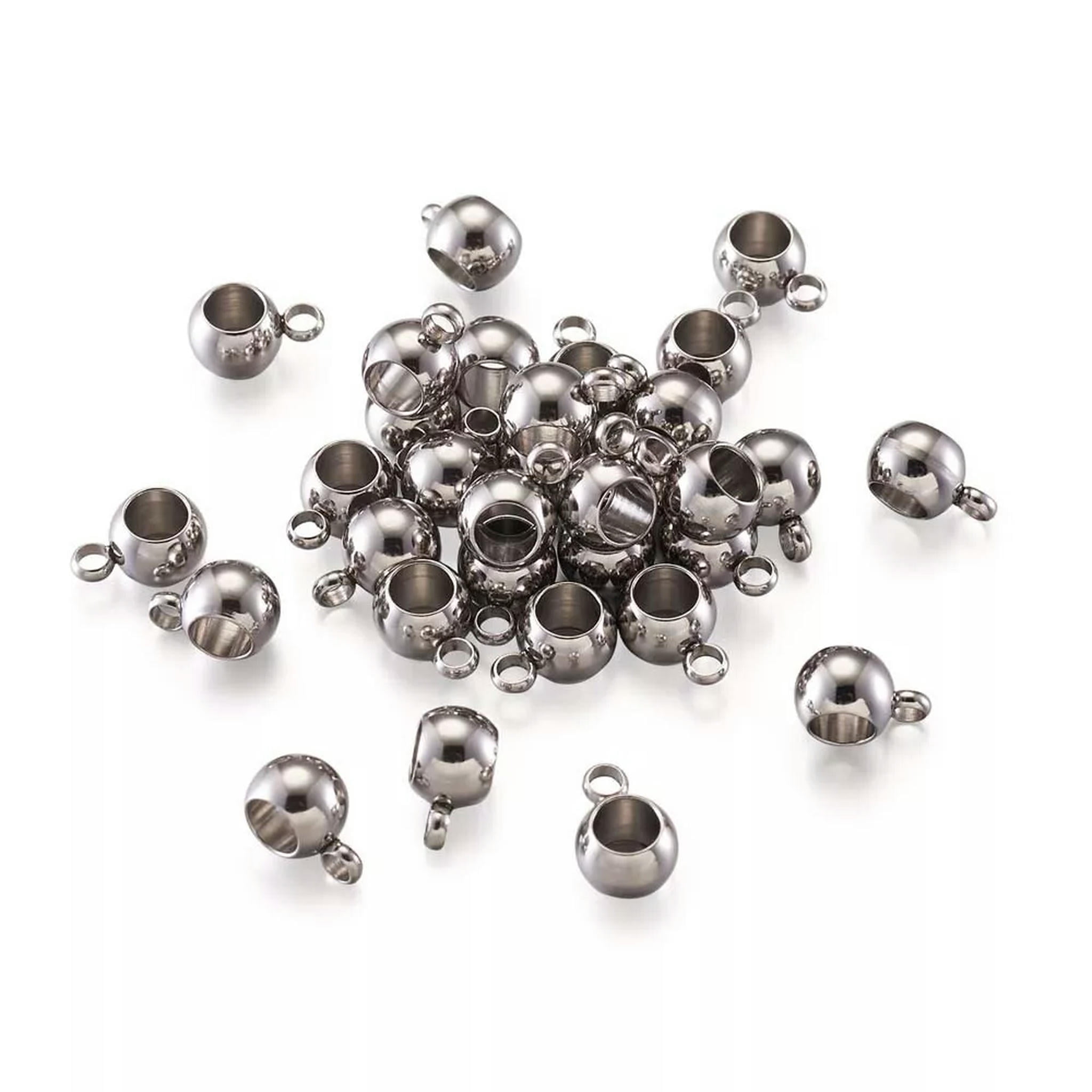 U8MO 100pcs 304 Stainless Steel European Smooth Bail Beads Hanger Connectors 5x9x6mm