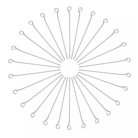 U8MO 100pcs 304 Stainless Steel Eye Pins Smooth Loop 21 Gauge Drilled Findings 65mm