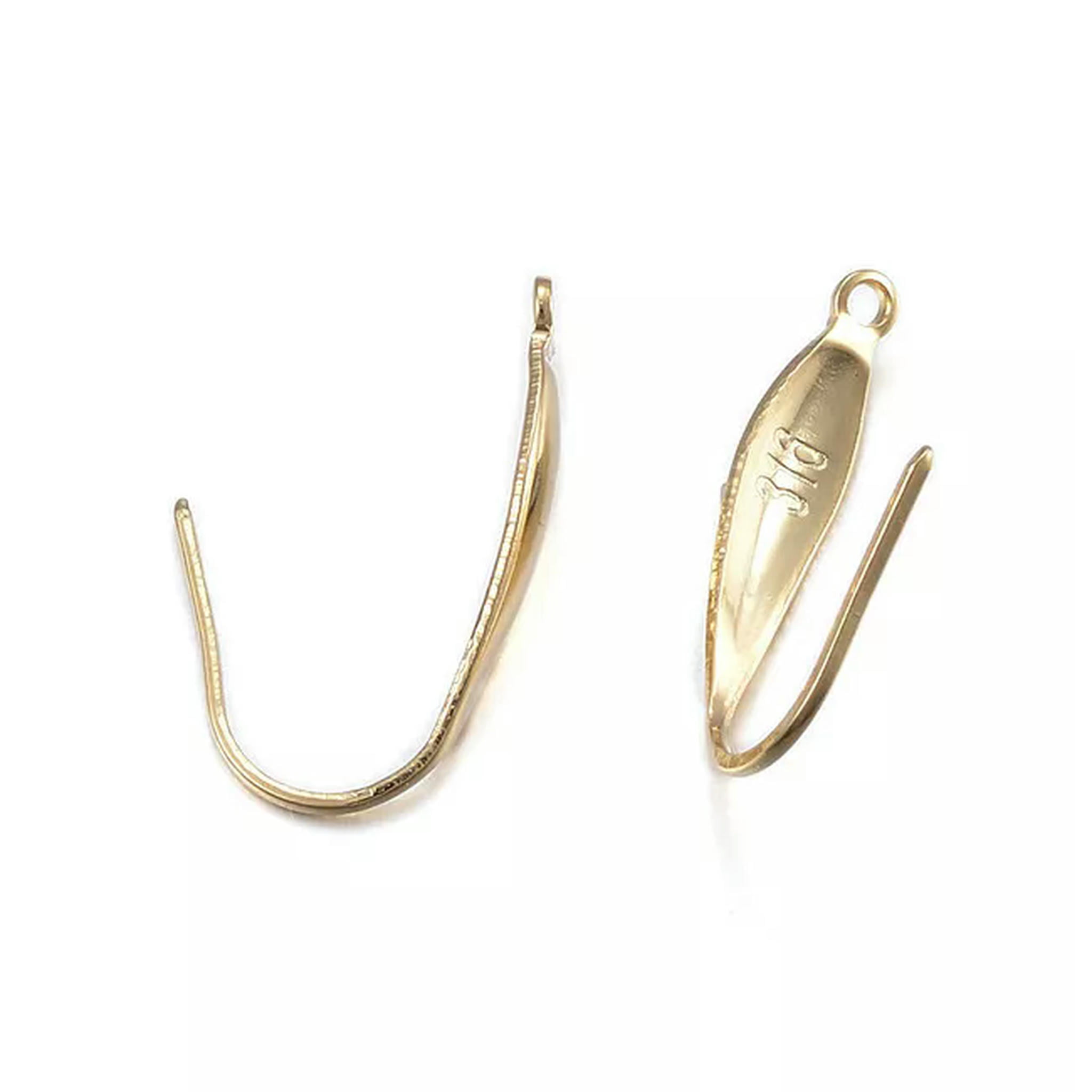 U8MO 100pcs 316 Stainless Steel Marked Earring Hooks Smooth Gold Plated Loop 20x4.5mm