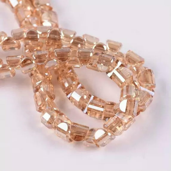 U8MO 100pcs 4mm 6mm Part Cylinder Faceted Crystal Glass Loose Craft Spacer Beads DIY-Amber Gold-4x3.5mm