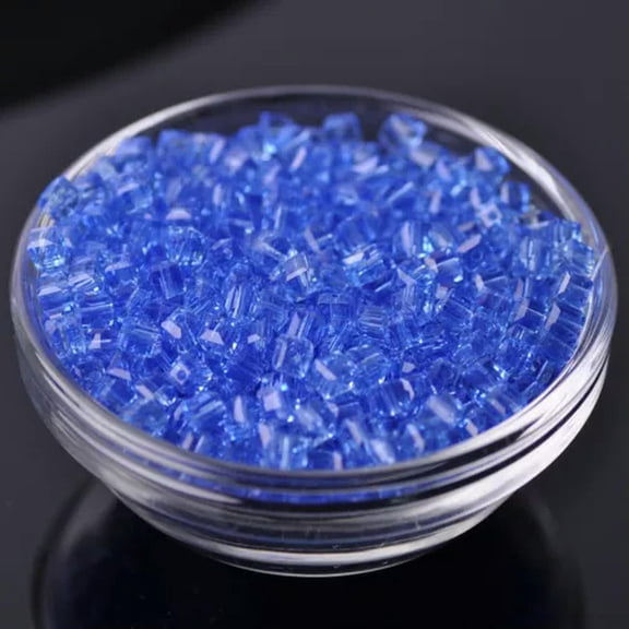 U8MO 100pcs 4mm Small Cube Faceted Cut Crystal Glass Loose Beads Lot for DIY Jewelry-33# Light Blue