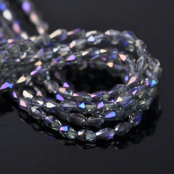 U8MO 100pcs 5x3mm Small Teardrop Faceted Crystal Glass Losse Beads Bulk Wholesale Lot-117# Purple Colorized