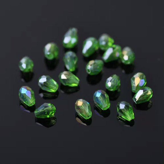 U8MO 100pcs 5x3mm Small Teardrop Faceted Crystal Glass Losse Beads Bulk Wholesale Lot-136# Green AB