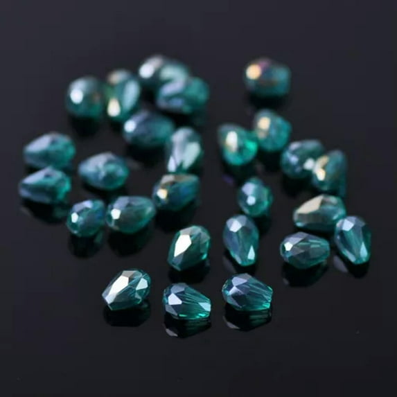 U8MO 100pcs 5x3mm Small Teardrop Faceted Crystal Glass Losse Beads Bulk Wholesale Lot-155# Peacock Green AB