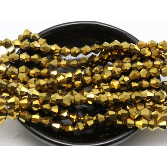 U8MO 100pcs 6mm Bicone bead Faceted Crystal Glass Beads Color For Choice-Gold