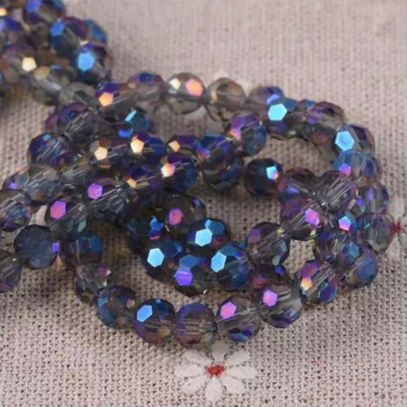 U8MO 100pcs 6mm Round 32Facets Crystal Glass Loose Ball Sphere Crafts Beads lot-103 Blue Colorized