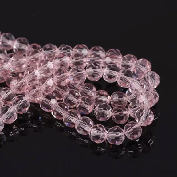 U8MO 100pcs 6mm Round 32Facets Crystal Glass Loose Ball Sphere Crafts Beads lot-18 Rose Pink